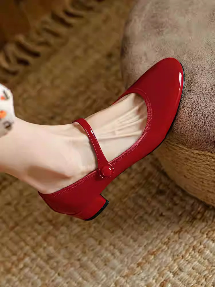 Soft Bottom Elegant French Shoes Chunky Heel Pumps Women